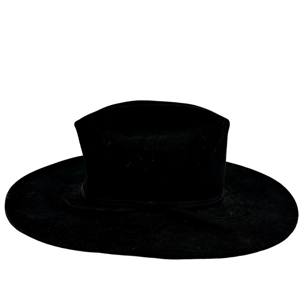 Vintage Resistol 4X Beaver Felt Cowboy Hat Western Classic Leather Black 6 7/8